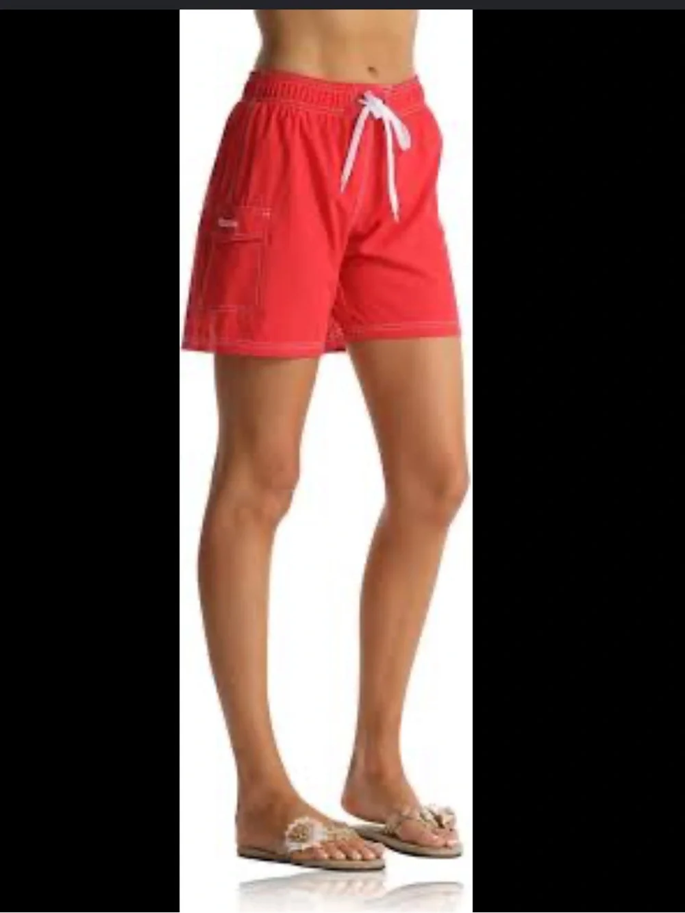 Rocorose woman’s swim trunks lined cargo style small red